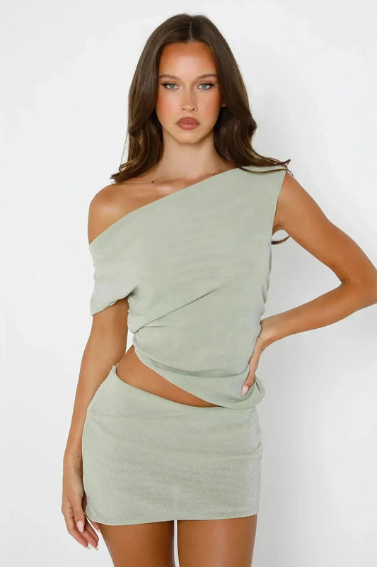 Zorina - One-Shoulder Two-Piece Set