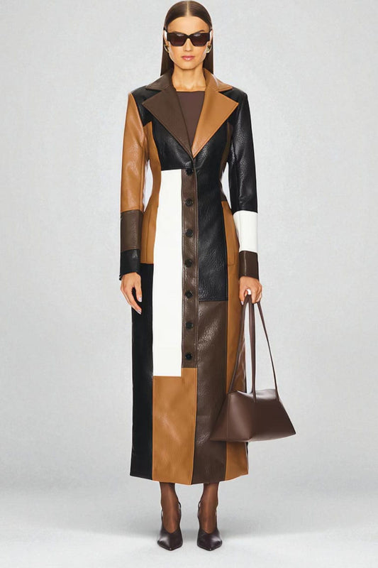 Rosaline | Mosaic Leather Coat