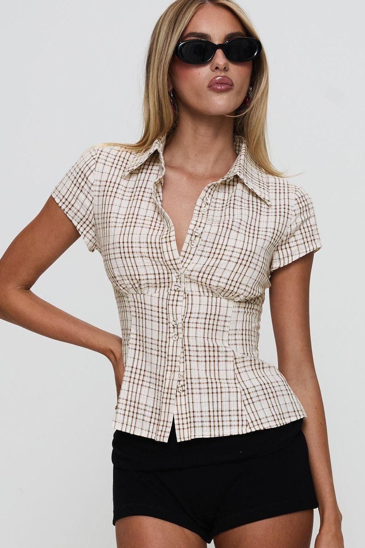Ellie | Brown Lady Blouse