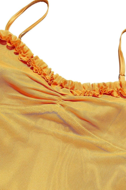 Ruffled Long Dress Lisa - Yellow, Burgundy