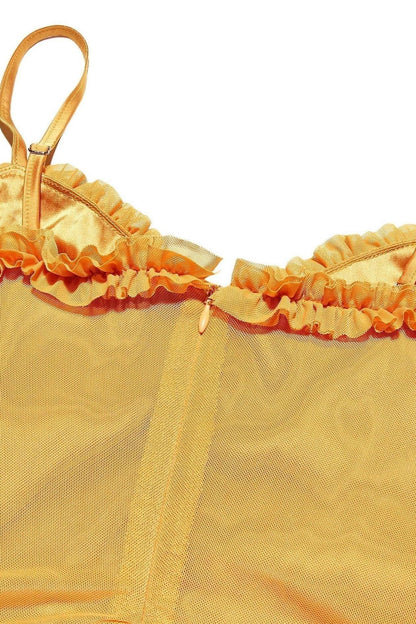 Ruffled Long Dress Lisa - Yellow, Burgundy