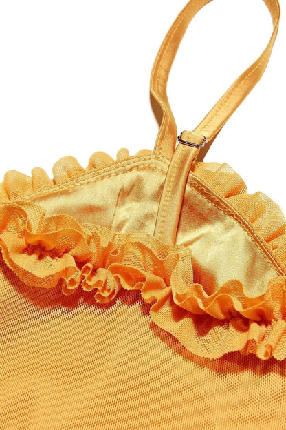 Ruffled Long Dress Lisa - Yellow, Burgundy