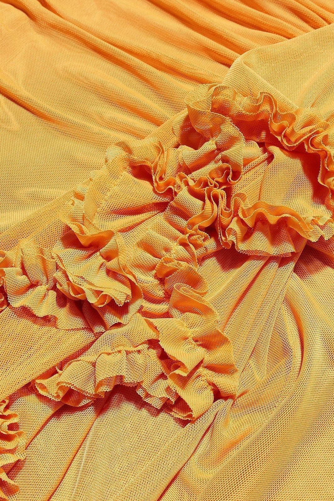 Ruffled Long Dress Lisa - Yellow, Burgundy