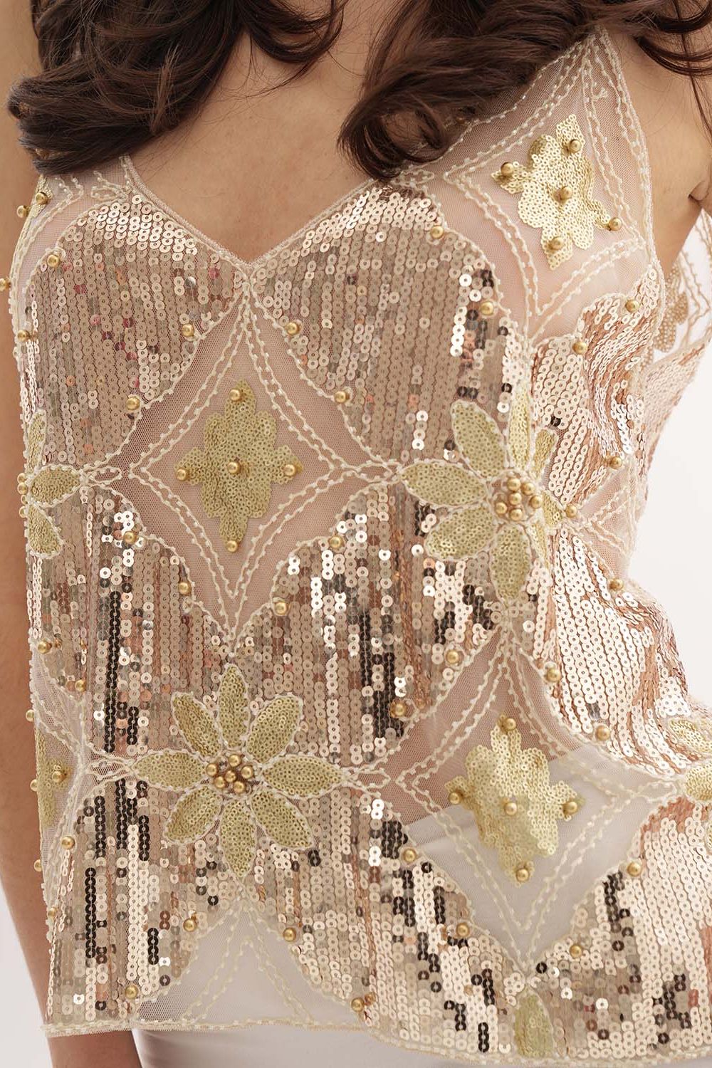 Venecia Embellished Top - Gold