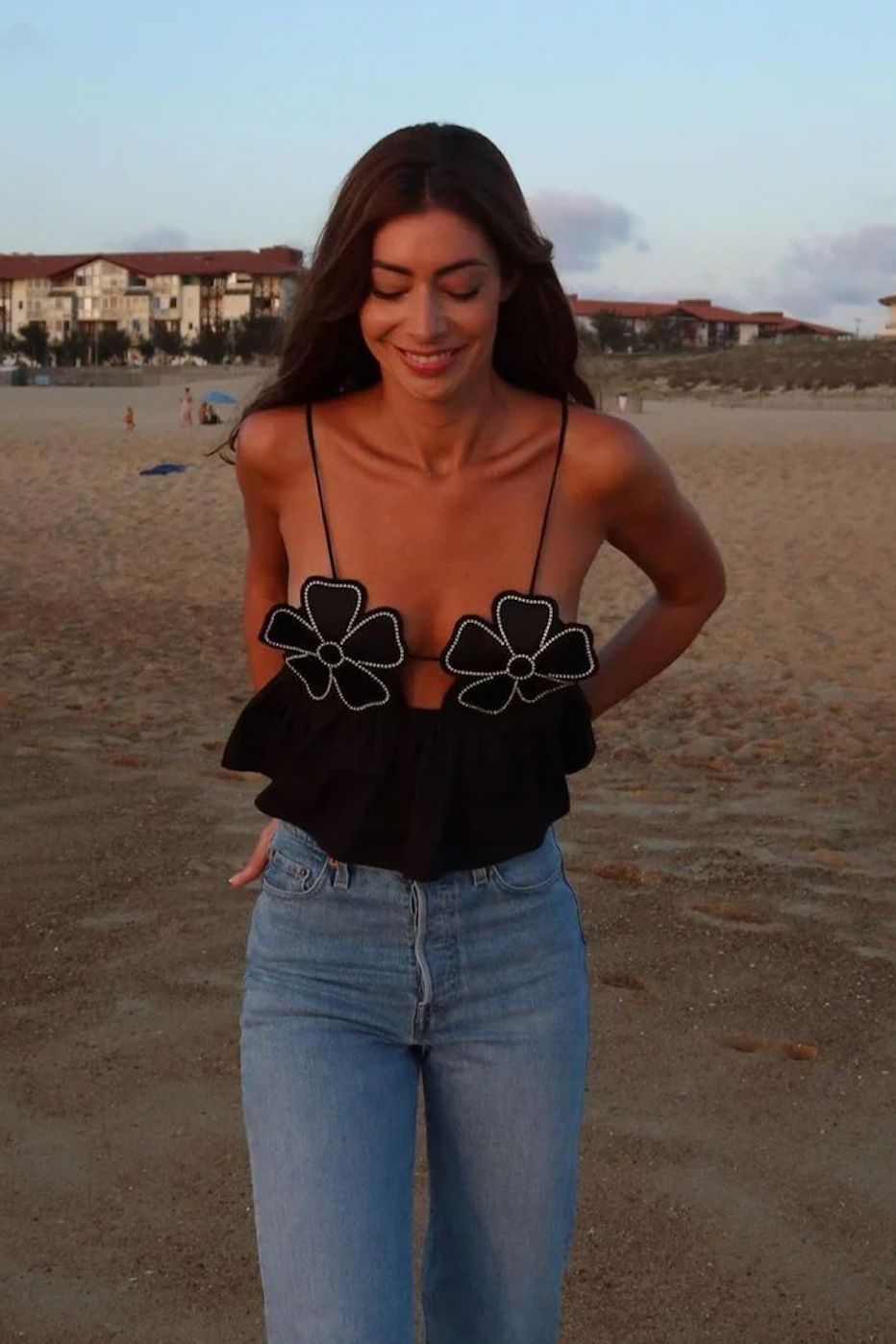 Lysira - Rhinestone Studded Crop Top