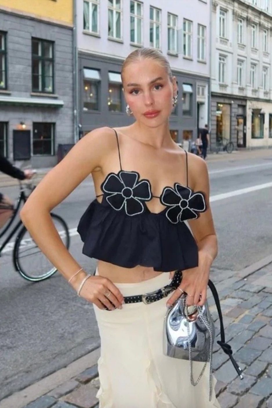 Lysira - Rhinestone Studded Crop Top