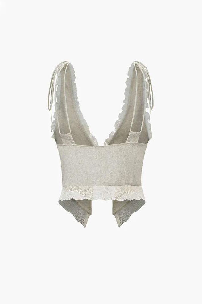 Liorael - Front Tie-Top with Lace Trims