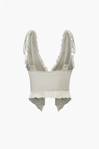 Liorael - Front Tie-Top with Lace Trims