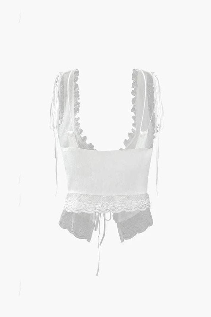 Liorael - Front Tie-Top with Lace Trims