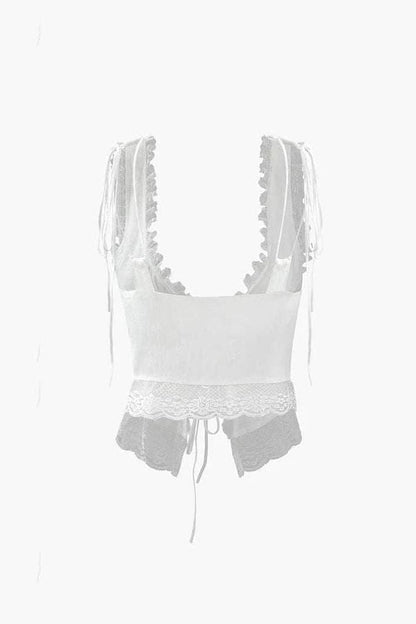 Liorael - Front Tie-Top with Lace Trims